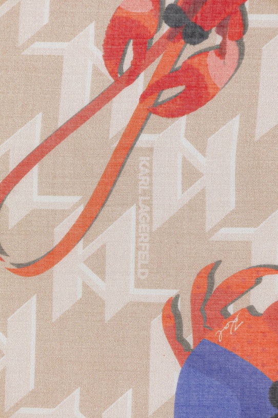 Karl Lagerfeld chusta damska z dodatkiem jedwabiu IKON B2W33070 beżowy SS26