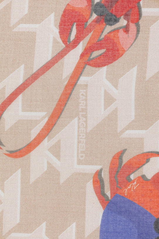 Karl Lagerfeld chusta damska z dodatkiem jedwabiu IKON B2W33070 beżowy SS26