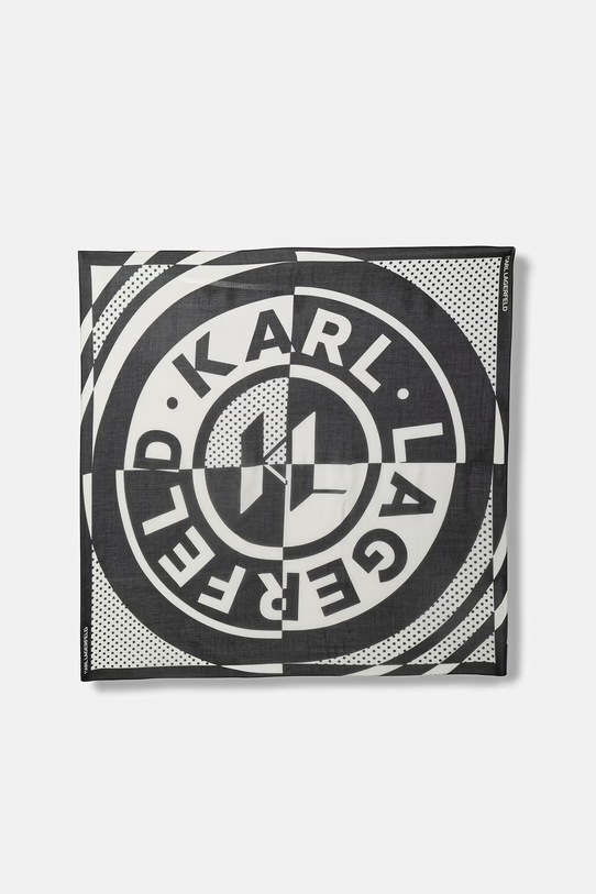 Karl Lagerfeld šátek ženský s příměsí hedvábí K/CIRCLE černá B2W33041