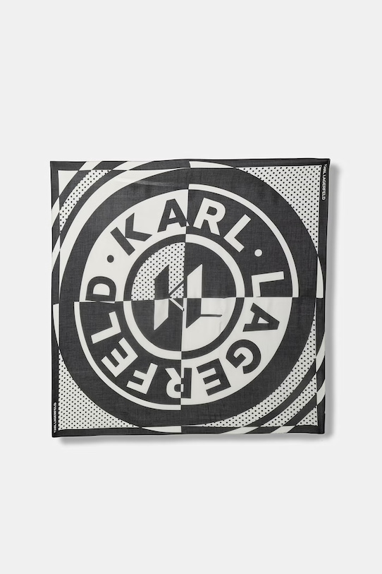 Karl Lagerfeld šátek ženský s příměsí hedvábí K/CIRCLE černá B2W33041