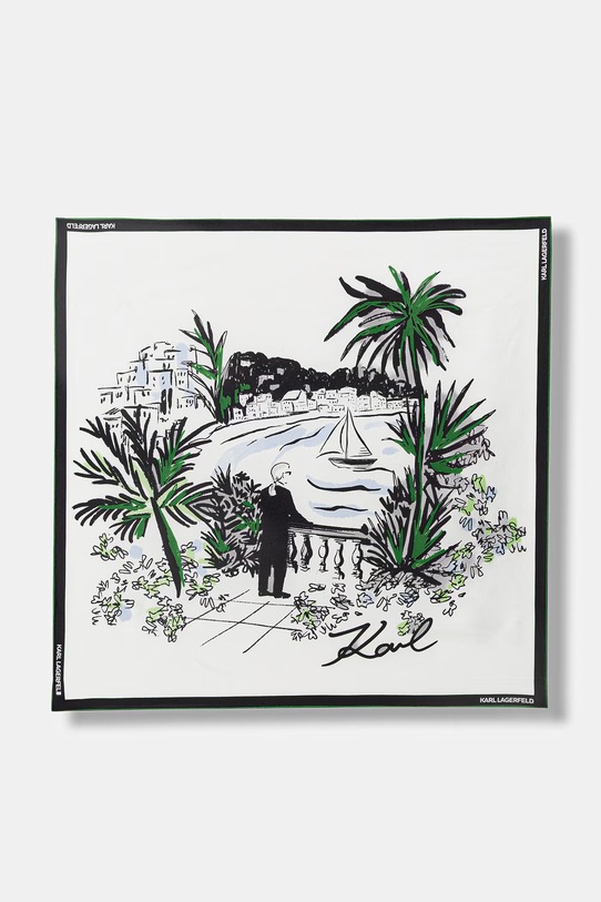 Karl Lagerfeld malý dámský hedvábný šátek K/SIGNATURE bílá B2W33050