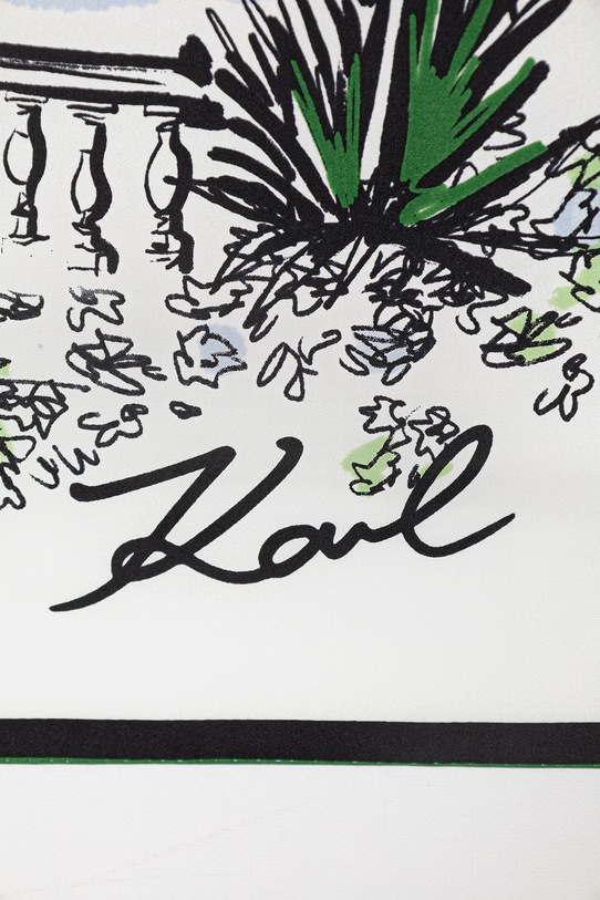 Karl Lagerfeld malý dámský hedvábný šátek K/SIGNATURE B2W33050 bílá SS26