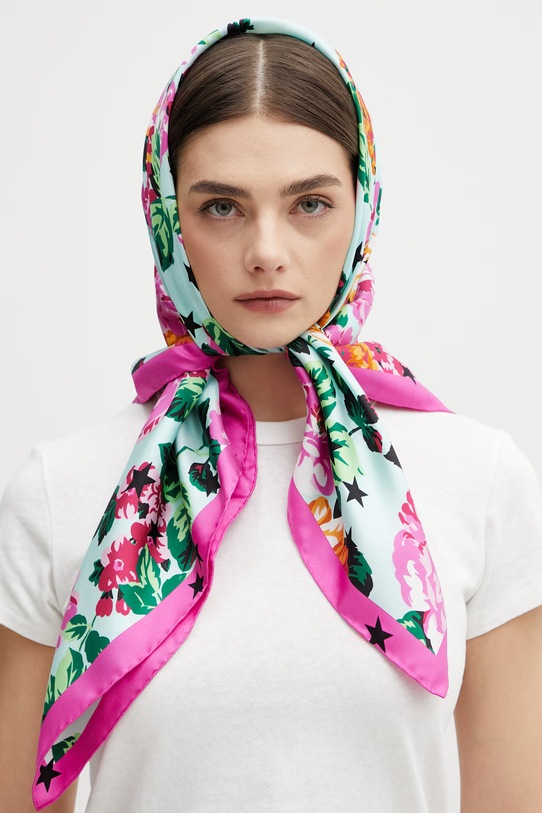 Akcesoria Kenzo apaszka jedwabna Square FG52EW320PEO niebieski