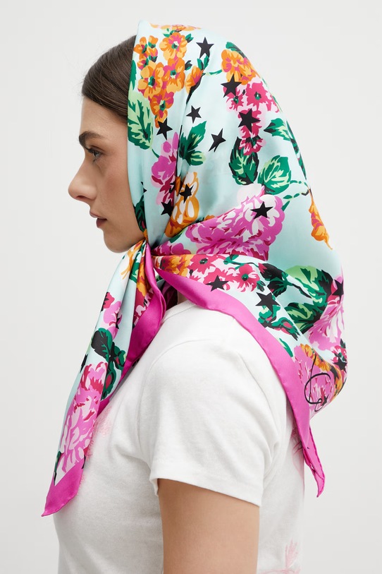 Kenzo apaszka jedwabna Square niebieski FG52EW320PEO