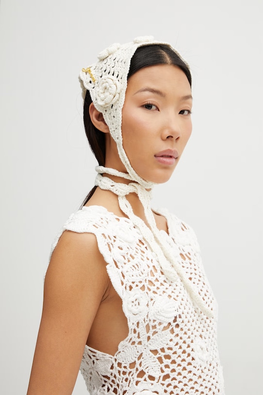 Akcesoria GANNI chusta bawełniana damska B3020205 beżowy