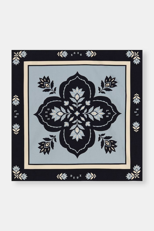 Les Deux eșarfă din bumbac Arabesque cu modele albastru 1001603