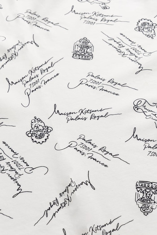 Akcesoria Maison Kitsuné Poetic Paris apaszka bawełniana damska QU06202WB0054 beżowy