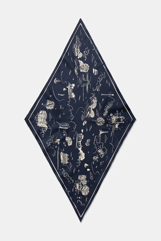 Maison Kitsuné Parisian Map apaszka bawełniana granatowy QU06205WB0054