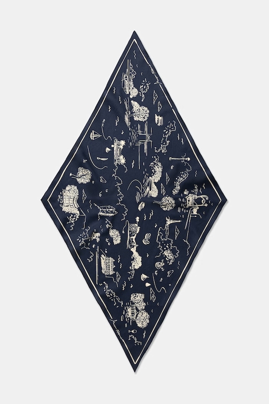 Maison Kitsuné Parisian Map apaszka bawełniana granatowy QU06205WB0054