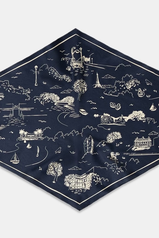 Maison Kitsuné Parisian Map apaszka bawełniana QU06205WB0054 granatowy SS26