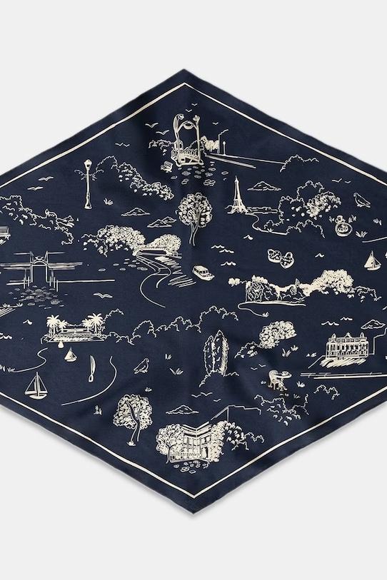 Maison Kitsuné Parisian Map apaszka bawełniana QU06205WB0054 granatowy SS26