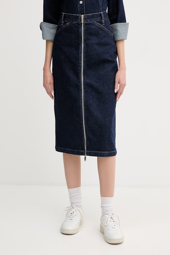 Džínová sukně Calvin Klein Jeans midi námořnická modř LV047E791G