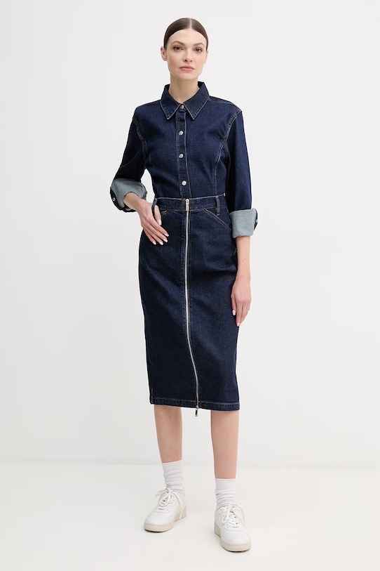 Džínová sukně Calvin Klein Jeans LV047E791G námořnická modř SS26