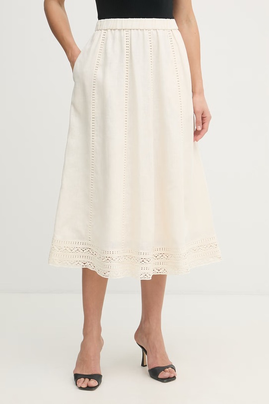 Weekend Max Mara spódnica lniana GERGO beżowy 2615101012600