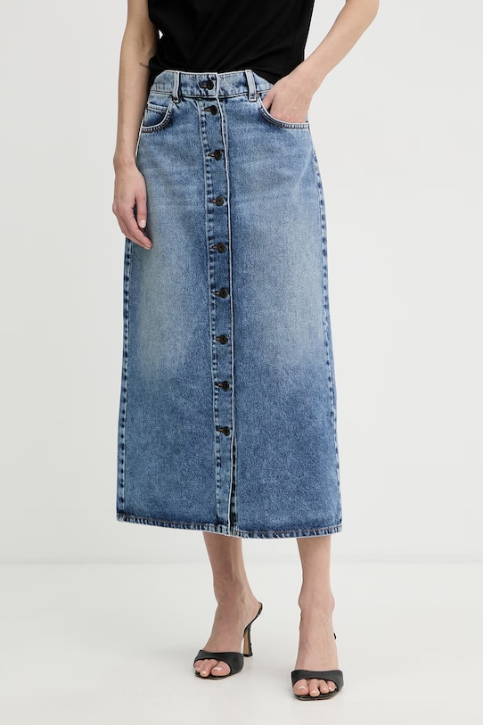 Weekend Max Mara spódnica z rozcięciem jeansowa ASTI niebieski 2615101062600