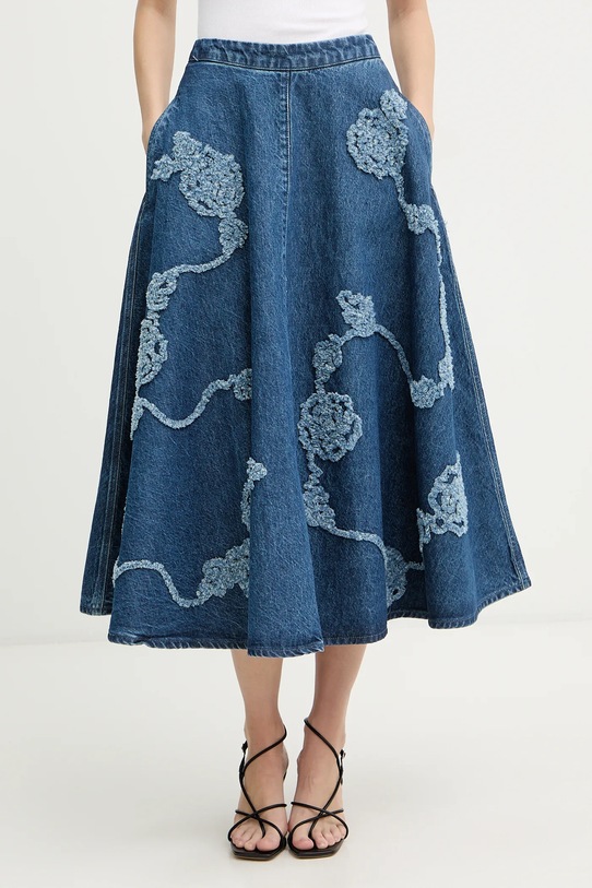 Rotate spódnica jeansowa midi niebieski 1151751602