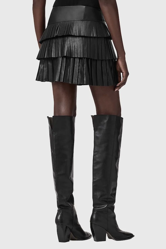 AllSaints spódnica skórzana W059RD czarny SS26
