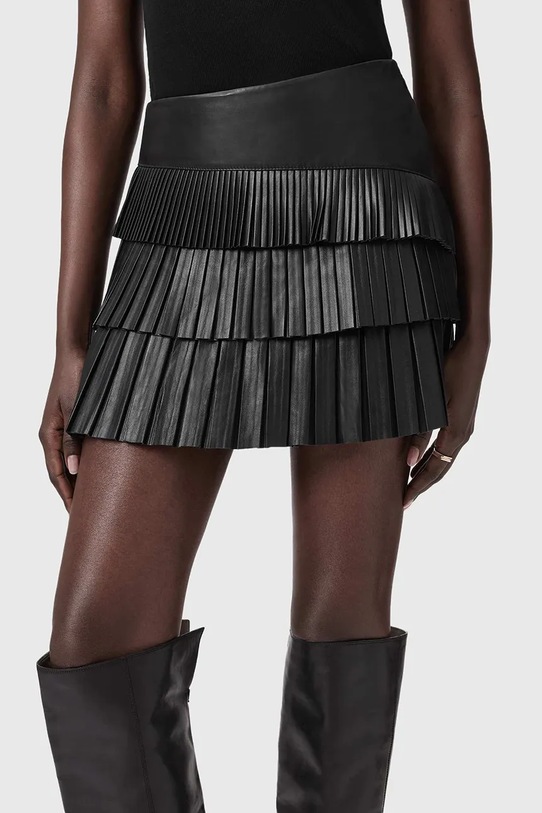 AllSaints spódnica skórzana czarny W059RD