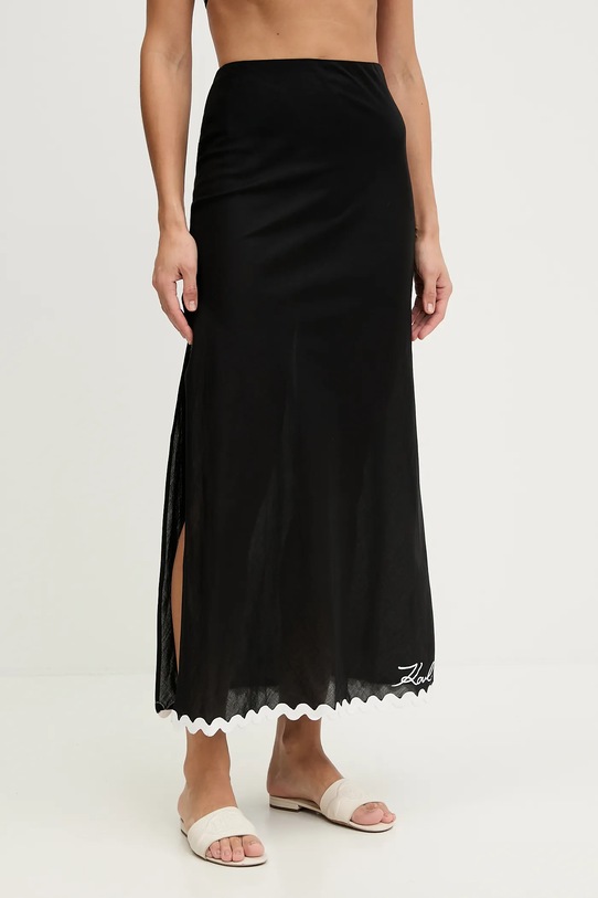 Karl Lagerfeld spódnica plażowa bawełniana aplikacja czarny B1W46023
