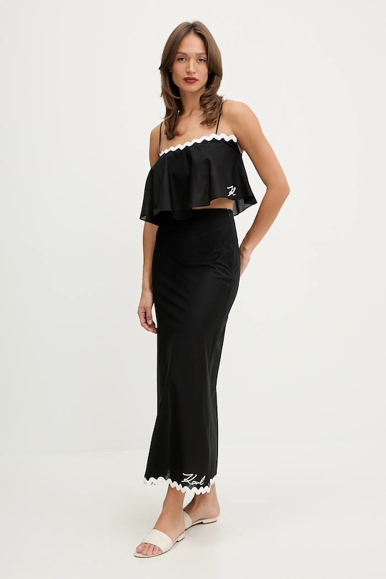 Karl Lagerfeld spódnica plażowa bawełniana B1W46023 czarny SS26