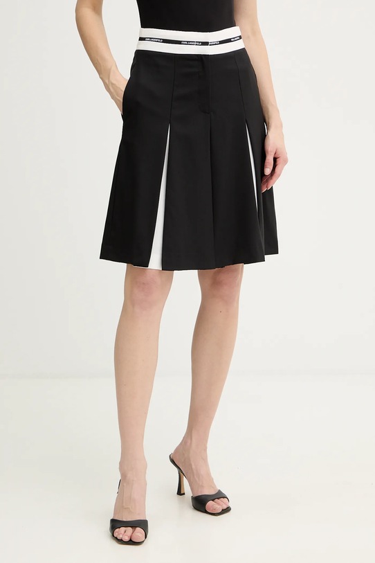 Karl Lagerfeld spódnica z dodatkiem wełny casual czarny B1W12005