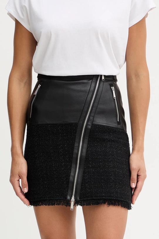Karl Lagerfeld spódnica z domieszką wełny casual czarny B1W12001
