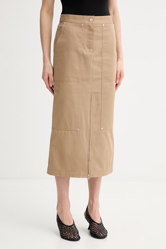 MSGM spódnica z rozcięciem bawełniana beżowy 4041MDD13.267104