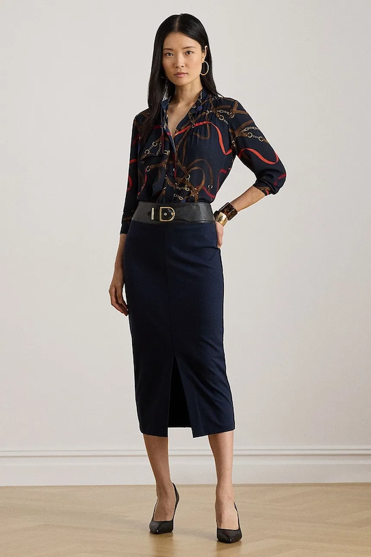 Lauren Ralph Lauren spódnica 200P03729 granatowy SS26