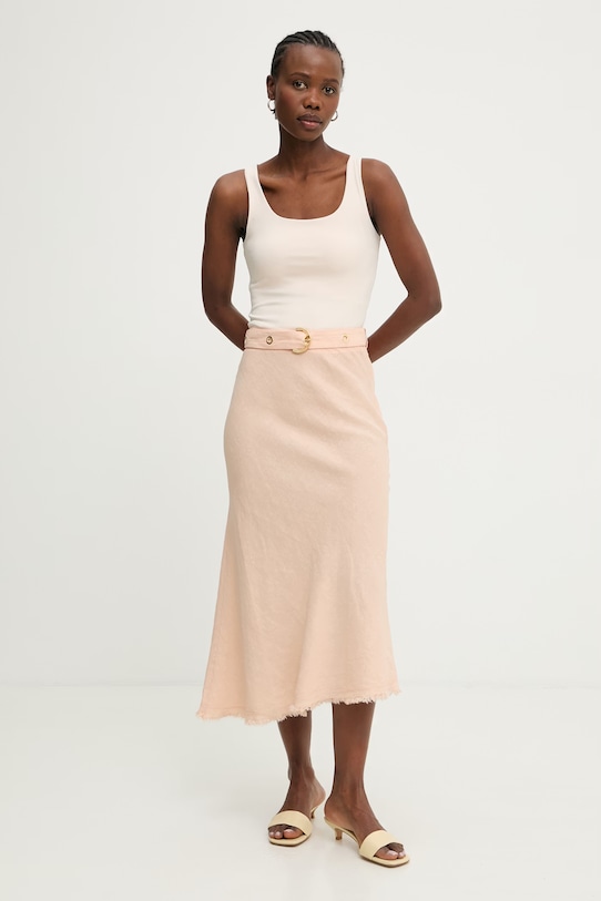 Pinko spódnica z lnem 106535.A34G pomarańczowy SS26