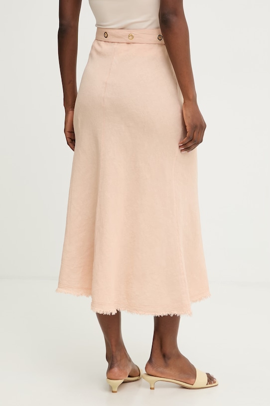 Odzież Pinko spódnica z lnem 106535.A34G pomarańczowy