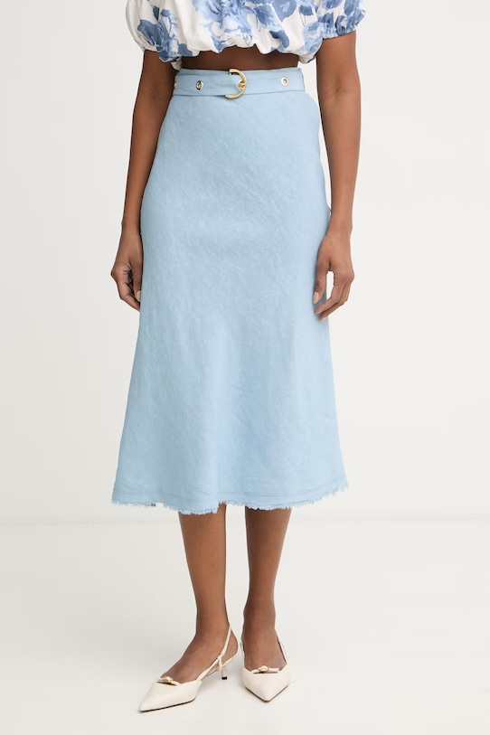 Pinko φούστα με λινό μπλε 106535.A34G