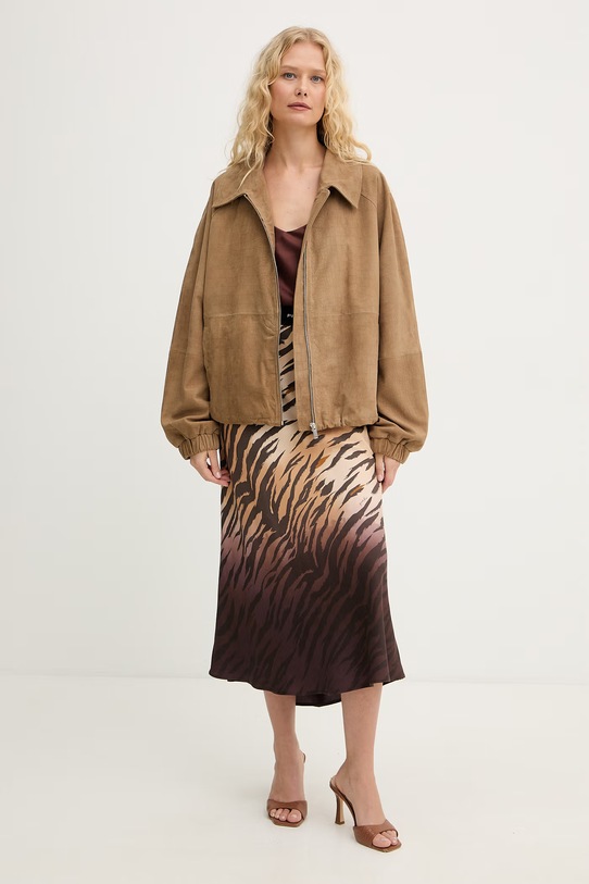 Pinko Φούστα με βισκόζη 106549.A37R καφέ SS26