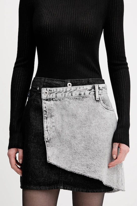 Karl Lagerfeld Jeans fustă jeans uni negru B1W12015
