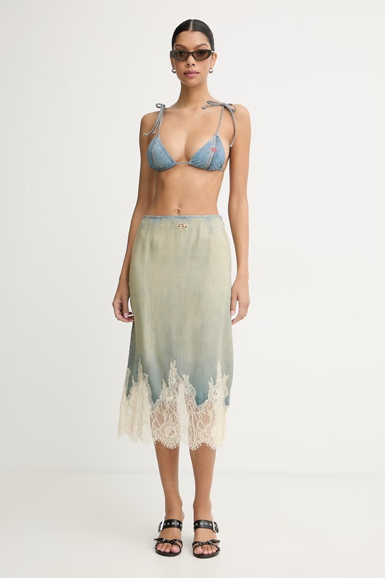 Diesel spódnica z lyocellu DE-MERSY-S A21784.0CEDE beżowy SS26