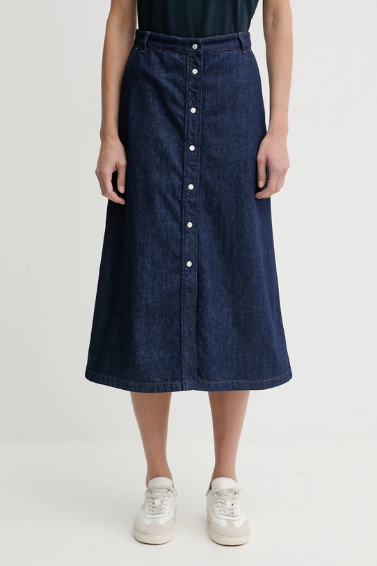 A.P.C. spódnica jeansowa JUPE LONGUE bawełna granatowy COHMJ.F06506