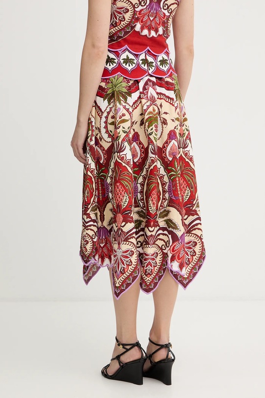 Odzież Farm Rio spódnica z dodatkiem lnu 344016 czerwony
