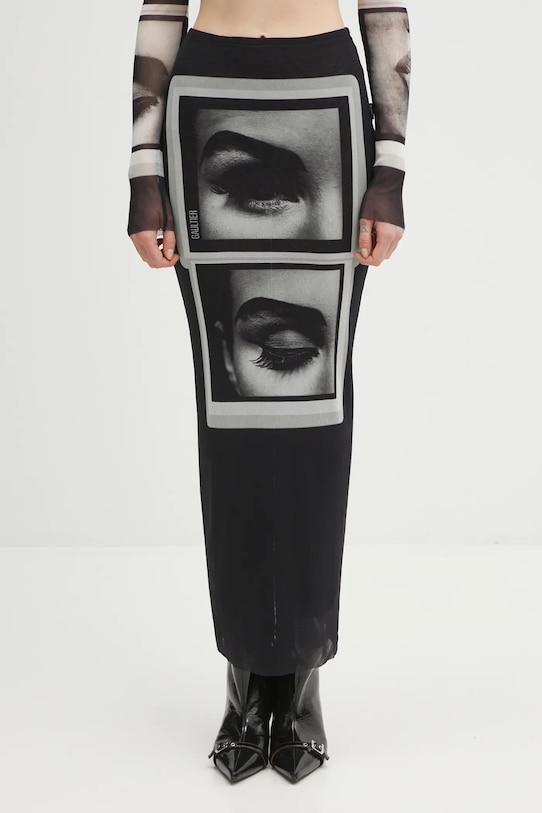 Jean Paul GAULTIER fustă Eyes and Lips casual negru 26.01.W.SK042.M021P