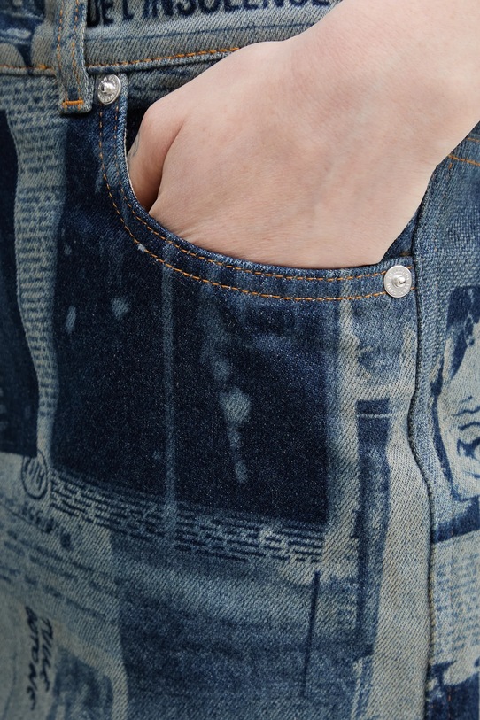 Jean Paul GAULTIER spódnica jeansowa Newspaper Print niebieski 26.01.W.SK037.D027