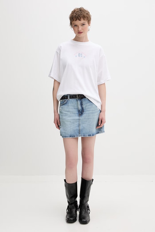 Guess Jeans rifľová sukňa W6RD0Q.D6532 modrá SS26