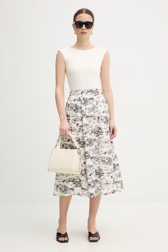 IBlues spódnica bawełniana VETTA 2617101081200 beżowy SS26