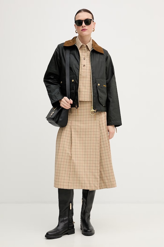 Barbour spódnica bawełniana Hollington LSK0146 beżowy SS26