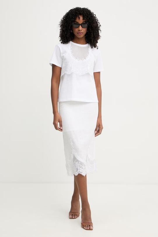 Twinset sukňa ľanová 261TT2185 biela SS26