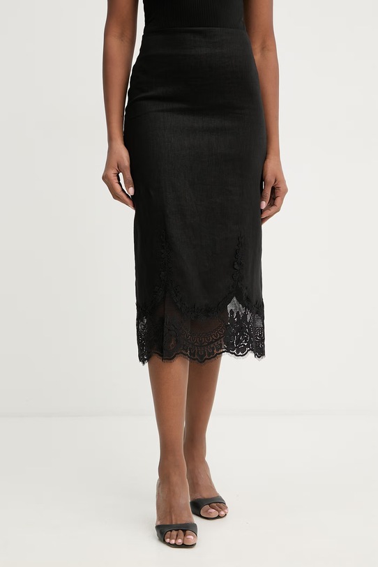 Twinset sukňa ľanová čierna 261TT2185