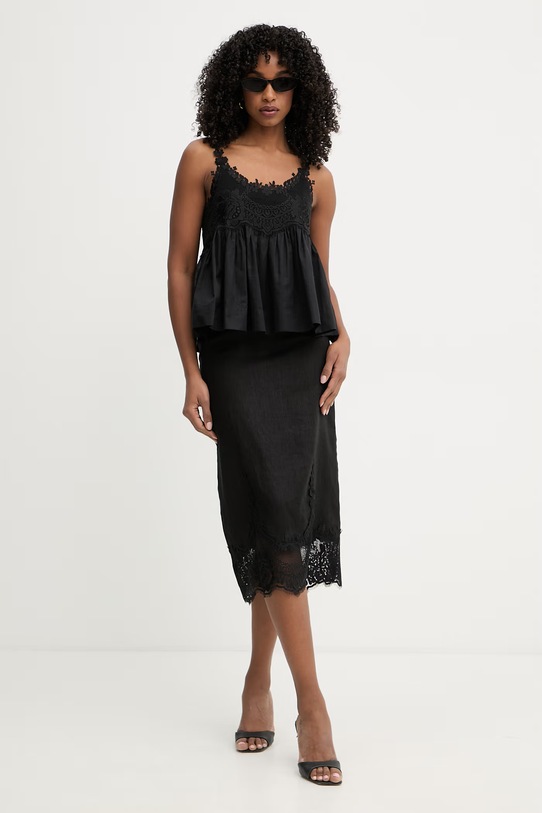 Twinset sukňa ľanová 261TT2185 čierna SS26