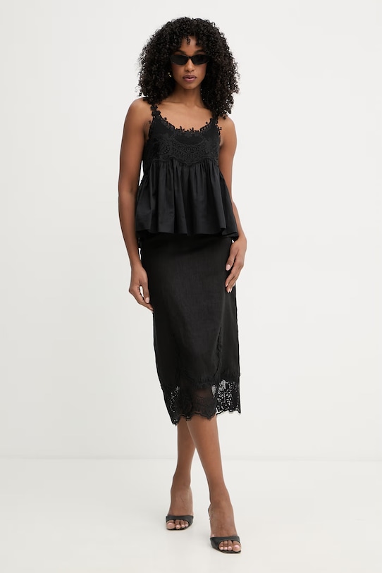 Twinset sukňa ľanová 261TT2185 čierna SS26