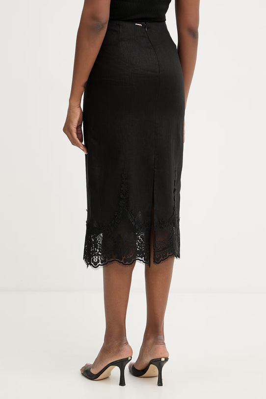 Oblečenie Twinset sukňa ľanová 261TT2185 čierna