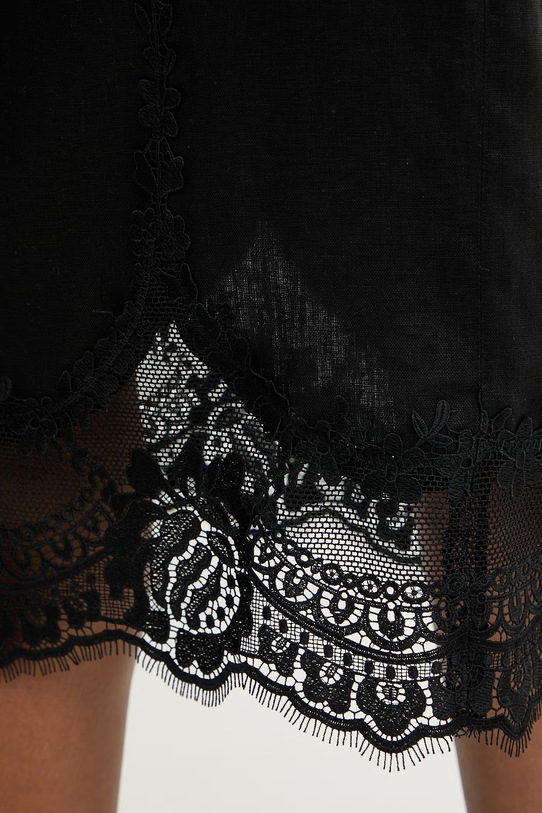 Twinset sukňa ľanová čierna 261TT2185