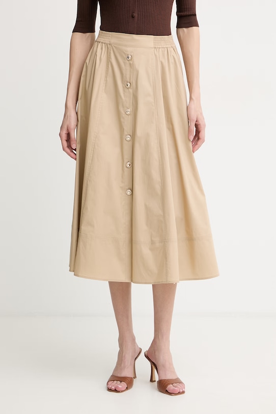 Twinset fustă din bumbac cu elastan maro 261TT2235