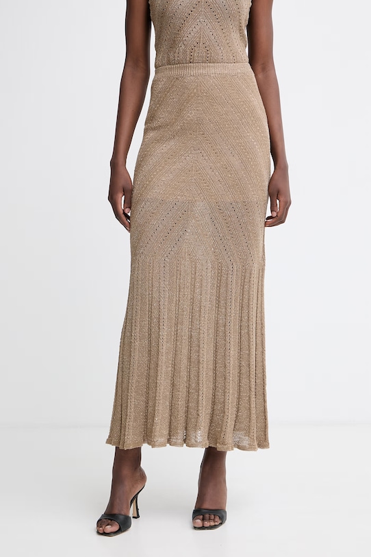 Twinset spódnica z lnem beżowy 261TT3211