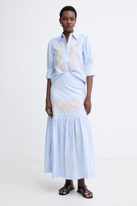 Twinset suknja od pamuka 261AT2031 plava SS26